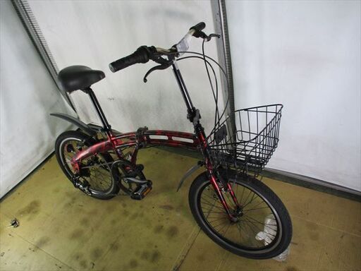 B953☆￥8500 ☆整備済み 中古折りたたみ自転車 アルミ軽量 カゴ付 6段
