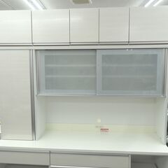 超大型！！ 白エナメル キッチンボード チェルシー180 別売り上段収納棚もセット 幅180×高238㎝ レンジボード　西岡店