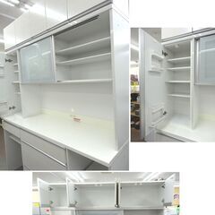 超大型！！ 白エナメル キッチンボード チェルシー180 別売り上段収納棚もセット 幅180×高238㎝ レンジボード　西岡店