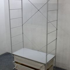 無印良品 ユニットシェルフ 幅86 帆布バスケット ハンガー グレー MUJI