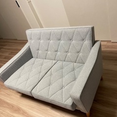 カリモク60 ロビーチェア ミストグレー×ピュアビーチ 2シーター 廃盤 限定