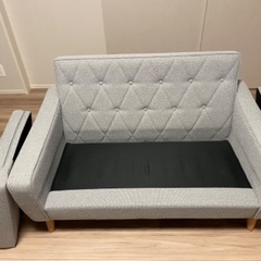 カリモク60 ロビーチェア ミストグレー×ピュアビーチ 2シーター 廃盤 限定