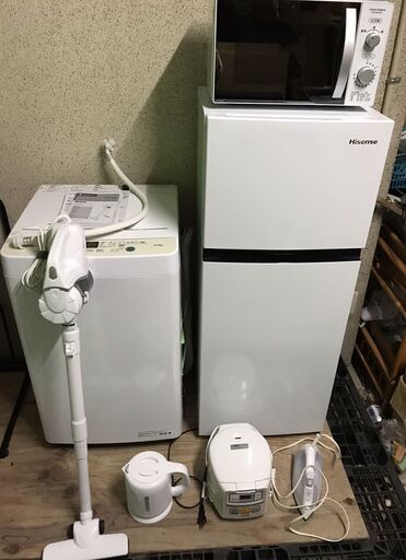 高年式 単身用 家電7点セット 冷蔵庫 洗濯機 レンジ 炊飯器 掃除機 ケトル アイロン 2021年製 2020年製