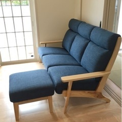 デニムソファ☆3人掛け+オットマン☆アメリカン