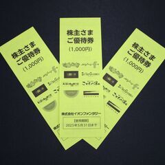 イオンファンタジー優待券 ￥3000（株主優待券1000円×3冊...