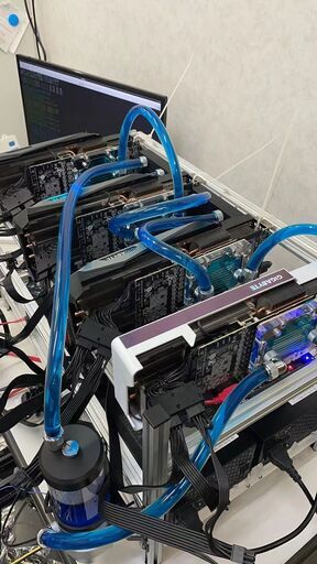 RTX3090 4GPU水冷マイニングリグ 完成品