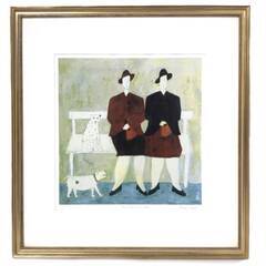 🔷🔶🔷FG4/40 アノラ・スペンス/ANNORA SPENCE 二人の婦人 シルクスクリーン ED 17/275 71×67cm 直筆サイン 真作保証 Two ladies on a bench🔷🔶🔷