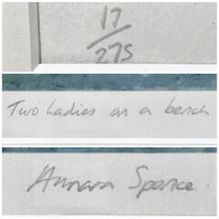🔷🔶🔷FG4/40 アノラ・スペンス/ANNORA SPENCE 二人の婦人 シルクスクリーン ED 17/275 71×67cm 直筆サイン 真作保証 Two ladies on a bench🔷🔶🔷