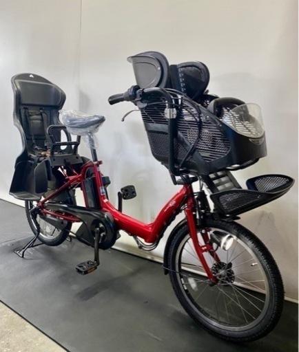 関東全域送料無料 保証付き 電動自転車　ヤマハ　パスキッスミニ　20インチ 3人乗り　8.7ah 現行　赤