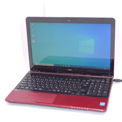中古美品 15.6型 赤 ノートパソコン NEC PC-LS150NSR-KS Celeron 4GB 750GB DVDマルチ 無線 Wi-Fi有 カメラ Windows10 Office