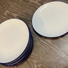 ブルーラインの皿　8枚セット