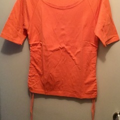 HusHusH Tシャツ オレンジ 無地 七分袖 Mサイズ 紐デザイン