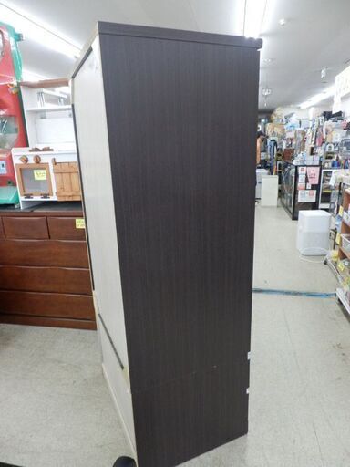 ワードローブ 80×58×177㎝ ブラウン 木目調 セパレート 二分割 ホワイト ロッカータンス クローゼット 収納家具 衣類収納 ミラー付き 札幌 西野店