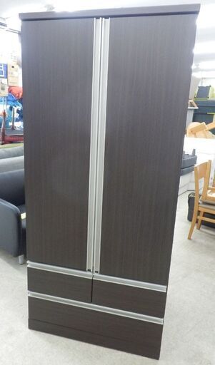 ワードローブ 80×58×177㎝ ブラウン 木目調 セパレート 二分割 ホワイト ロッカータンス クローゼット 収納家具 衣類収納 ミラー付き 札幌 西野店