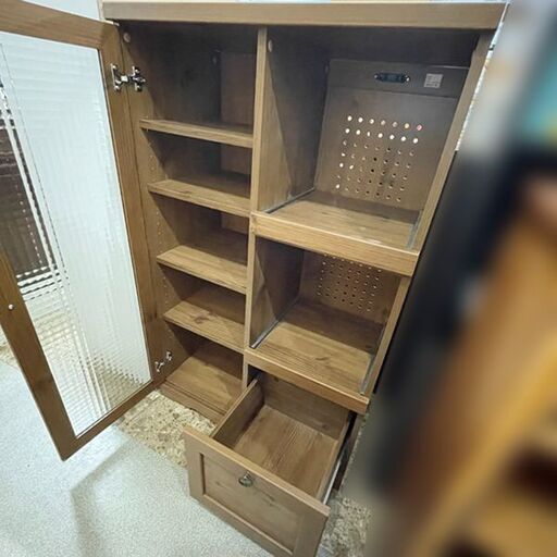 佐藤産業 Bistro/ビストロ レンジ台 幅75.5×奥行39.5×高さ120cm ブラウン スライド棚 コンセント付き 可動棚