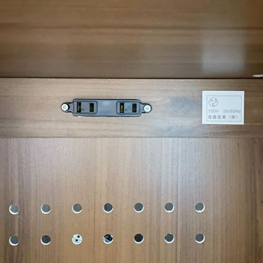 佐藤産業 Bistro/ビストロ レンジ台 幅75.5×奥行39.5×高さ120cm ブラウン スライド棚 コンセント付き 可動棚
