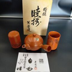 2 昇龍窯 萬古焼 茶器セット 急須 湯呑2客 酒器