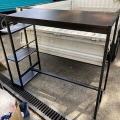 ハイ タイプ 机 テーブル 作業台 小棚付き 組み立て式