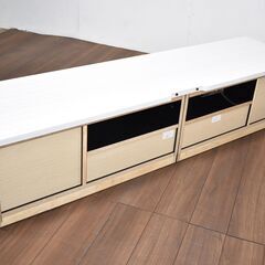 【ジモ取引終了7/17】≪zy445≫極美品 シギヤマ家具 高級 AV/TVボード/テレビ台 ハイグロスシート/ホワイトヘアライン リビング 40515-02