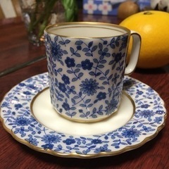 ナカヤマ　ブルー更紗 デミタスコーヒー碗皿の画像