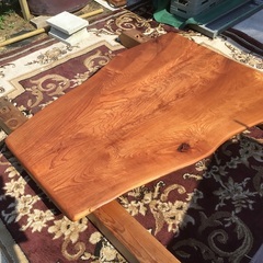 欅テーブル天板　座卓　ダイニングテーブル天板　無垢材　一枚板　幅広　磨き加工済みの画像