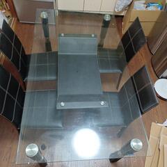 ガラス製高級ダイニングテーブルセット　0円