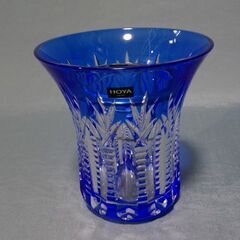【花器】【HOYA カットグラス】　花瓶　ブルー　フラワーベース...