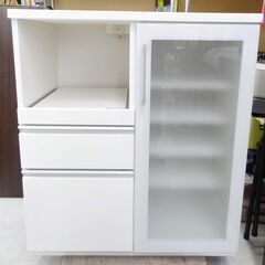 【恵庭】ニトリ　キッチンボード　食器棚　レンジボード　ホワイト　...