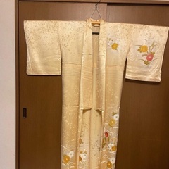 正絹着物　ゴールド系