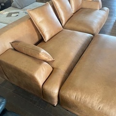 カウチソファー！新素材ファブリックレザー！キャメル色！楽天で10万円 