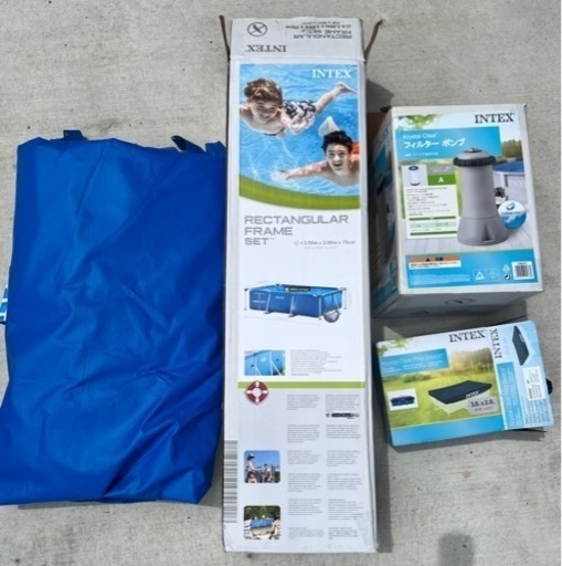 INTEXプールセット【プール、浄水ポンプ、カバー】箱・説明書有☆300×200×75cm○定価2万5千円☆家庭用プール★アイスバス