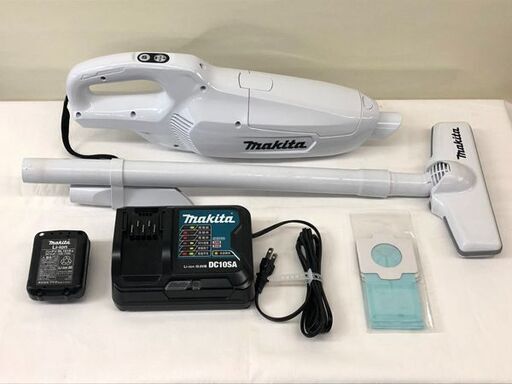 【自社配送は札幌市内限定】makita/マキタ 充電式クリーナー CL107FD ホワイト 充電器、バッテリー、紙パック×3付き 動作OK 中古【USED】