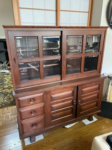 北海道 無垢材 収納棚 北海道民芸家具 樺無垢材茶棚「HM108K」 サイド