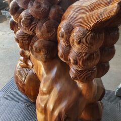 木彫り 獅子 H77xW37xL79cm