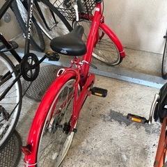 キッズ自転車(赤色)と大人用折り畳み自転車