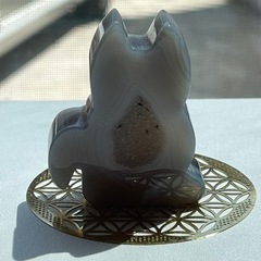 天然石 猫ちゃんの形の瑪瑙プレート