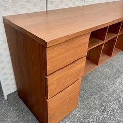 【売約済み】　actus アクタス 北欧 モダン MEZZO ウォールナット シェルフ デスク 学習机 飾り棚 本棚 棚　オープンシェルフ　シェルフ　引き出し　検　Mezzo2 メッツォ　ウォルナット　無垢材　勉強机　兄弟　並び　作業台　横長　大きい　机　