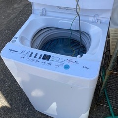 洗濯機　ハイセンス　4.5k g  2020年