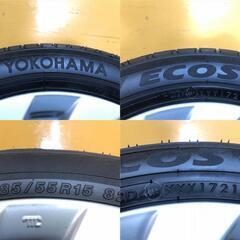 No.847　ヨコハマ エコスES31　タイヤ 2021年製 15インチ 185/55R15　トヨタ純正ホイール　ENKEI製　4本セット　bB等に