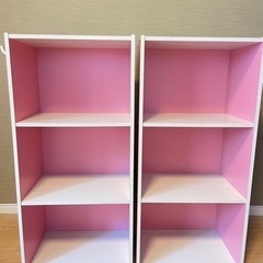 3段ボックス　ホワイト×ピンク