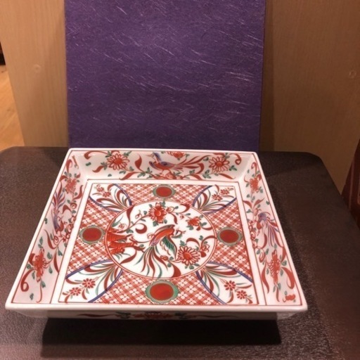 未使用品　角　盛皿　赤絵　花　鳥　陶器　お買得‼︎   人気商品　コレクション　おすすめ　現品限り