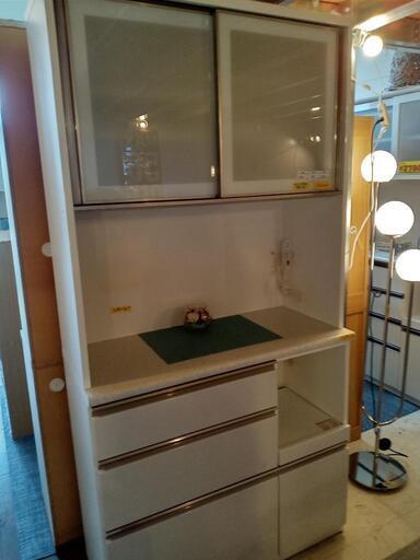 「NITORI」食器棚ホワイト（W100） 【クリーニング済・配送可能】　管理番号73005