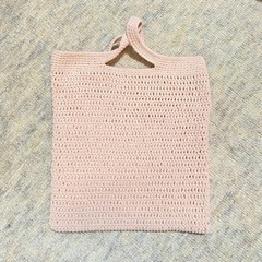 【ネット決済・配送可】薄ピンク手提げバッグ(ハンドメイド)綿100%
