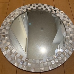 シェル貝殻フレーム 丸鏡