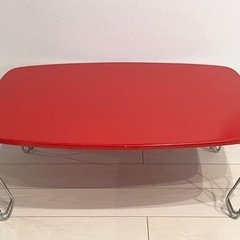 お洒落な赤いローテーブル 座卓 折りたたみ式
