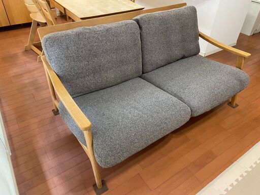 ソファー LOKSER ロクサー 2.5P 木製 天然木 布張り ライトブラウン