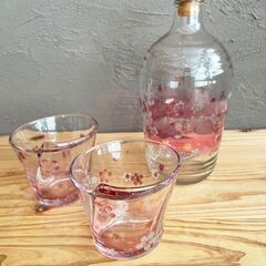 ［新品未使用］石塚硝子 ほろ酔いセット ボトル&グラス2個セット  桜