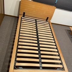 無印良品 セミダブル ベッドフレーム オーク材 ヘッドボード付き