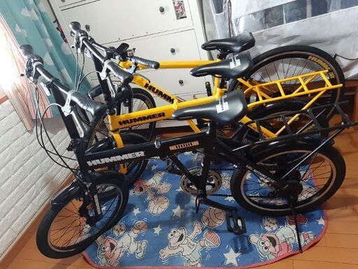 黒ハマー 折り畳み自転車 荷台付き - 折りたたみ自転車