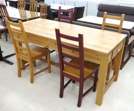北海道 千歳市/恵庭市 ダイニングセット(イス4脚) 引き出し付 4人掛け ダイニングテーブル 食卓テーブル 木製 家具